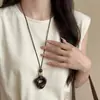 Galeria de Arte! Colar Pingente Irregular Cor de Café Vintage para Mulheres, Corrente Longa para Suéter com Toque de Luxo, Acessório