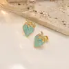 Pendientes de Acero Inoxidable 304 con Esmalte de Fresa Colorido Transfronterizos, Pendientes Elegantes con un Toque Sencillo y de Alta Gama, Joyería al por Mayor