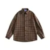 Camisas de lana casuales a cuadros retro americanas de otoño e invierno para hombres y mujeres, estilo japonés, chaquetas simples de marca de moda
