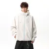 Chaqueta negra con capucha para hombre, nuevo modelo 2026, primavera y otoño, estilo americano, deportiva, holgada, abrigo casual