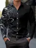 Camisa Masculina de Manga Longa Nova para Primavera e Outono da Amazon Cross-Border, Estampa Paisley Retrô, Design Color-Block, Disponível para Dropshipping