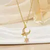 Estilo Coreano Estilo Ins Collar de Acero de Titanio para Mujer Diseño de Nicho Zirconia Luna Estrella Borla Estilo Popular Collar de Moda