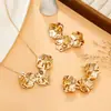 Joyería Transfronteriza Europea y Americana, Collar Exagerado de Flor Dorada, Pendientes, Moda para Mujer, Conjunto de Joyería Versátil y de Alta Gama