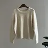 Suéter de Punto Suave Pegajoso Cuello Redondo Árbol de Paulownia Beishan para Mujer Otoño Estilo Perezoso Holgado Top Jersey Básico P1811