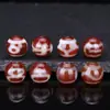 Cuentas Dzi Naturales Genuinas Estilo Tíbet, Ágata Roja Perlada Redondas para Collares, Colgantes, Pulseras DIY y Cuentas Espaciadoras al por Mayor