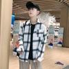 Chaqueta Camisera Holgada Barata a Cuadros para Hombre Verano Camisa de Manga Larga Top Casual Estilo Coreano Camisa Delgada para Hombre