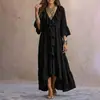 Vestido Casual Vintage de Manga de Campana de Tres Cuartos con Cuello en V y Volantes, Nuevo para Otoño 2026, Transfronterizo Europeo y Americano, Amazon