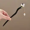 Horquilla Larga con Borla de Lirio del Valle, Adorno para el Cabello de Magnolia Estilo Antiguo tipo Hada, Horquilla para Cabello Hanfu Cheongsam, Horquilla de Madera
