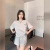 Conjunto deportivo de pantalones cortos para mujer, verano, estudiante, holgado, estilo Hong Kong, moda moderna, casual, gofre, dos piezas, manga corta