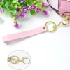 Llavero de piel sintética transfronterizo, colgante de correa de muñeca de cuero de color sólido, colgante para llave de coche, decoración de bolso, regalo de empresa
