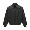 Chaqueta Corta de Aviador ARES Azul Marino con Cuello Solapa Estilo Retro Americano Cleanfit Holgada Versátil Abrigo de Otoño para Hombre