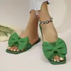 Artículos de Tallas Grandes en Stock~ ¡Dropshipping y Etiquetado Disponibles! Zapatillas de Verano con Lazo Planas de Una Tira para Mujer