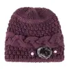 Sombreros de Moda para Mujeres de Mediana Edad y Mayores, Sombreros para Mamá, Gorros Cálidos con Forro de Felpa, Sombreros de Abuela, Gorros de Punto para Otoño e Invierno
