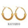Aretes de Círculo Nicho de Moda Nueva Europea y Americana con Empalme de Malla, Femeninos, Acero de Titanio Chapado en Oro, Aretes de Lujo Ligero