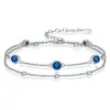 Pulsera de Moda Redonda con Incrustaciones de Diamantes de Doble Capa Apilable Estilo Europeo y Americano para Mujer, Pulsera de Aguamarina de Lujo Ligero Nicho Transfronteriza de Gama Alta
