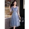 Vestido Mini Comércio Exterior 2026 Novo Modelo Aliexpress Vestido de Tule com Renda Azul Vestido para Festa de Aniversário de Estudante de Artes Fabricante Fornecedor