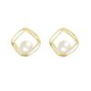 Pendientes sencillos y elegantes con forma de perla y diamante cuadrado para mujer. Nuevos pendientes de moda. Pendientes de aguja de plata S925. Elegantes y elegantes para ir al trabajo.