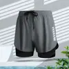 Bañador de doble capa holgado transfronterizo para hombre, anti-vergüenza, pantalones deportivos para correr para hombre, transpirables, secado rápido, bañador para aguas termales
