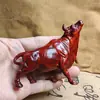 Figura de Vaca tallada en Palo de Rosa de Hoja Pequeña, Artesanía Tradicional con un Exuberante Diseño de Vaca, Exquisita Decoración para el Hogar