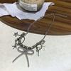 Collar Lazo Lujo Ligero Diseño Nicho Retro Exagerado Estéreo Cristal Mariposa Borla Cadena Clavícula