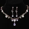 Conjunto de Joias Colar Brincos Flor de Liga Cruzada para Noiva Acessórios de Vestido de Casamento Strass Cristal Joias de Luxo Leve