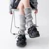 Calcetines Gruesos Nuevos de Peluche de Ciervo con Puño Estándar, Calcetines Largos Gruesos Cálidos Grises para Mujer Otoño e Invierno