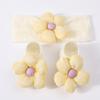 Conjunto de Faixa de Cabelo de Renda Elástica com Flor para Bebê e Meias Floridas para Calçados de Criança Pequena com Solado Macio e Laço de Girassol Calçados de Borracha