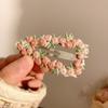 Pastoral Pêssego Rosa Floral Grampo de Cabelo Feminino 2025 Primavera Novo Estilo Fresco Cabelo Tubarão Grampo Acessórios de Cabelo Grampo