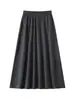 Falda de Punto Nueva Otoño/Invierno de Cintura Alta Adelgazante Línea A con Bolsillos, Falda Media de Lana Fina, Longitud Media, Estilo Elegante para el Trabajo, Mujer