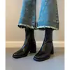 Versión de Piel de Vaca ~ Botines de Tacón Alto de Piel Genuina Pequeños para Mujer, Botas de Moda de Tacón Grueso, Botas, Botines Cortos Estilo Vaquero Occidental
