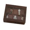 Estuche de almacenamiento para relojes con 6 compartimentos, estuche para relojes con ventana transparente, estuche de almacenamiento de accesorios de una sola capa con división