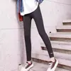 Leggings con forro polar para mujer para usar al aire libre, bordados, nuevo modelo primavera/otoño 2026, de cintura alta, talla grande, pantalones finos de algodón acanalado, largo cropped
