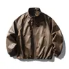 Nanxia marca de moda disfrazada ins retro americano chaqueta de cuero PU silueta masculina cuello alto ratero genial chaqueta de cuero de motocicleta prenda exterior