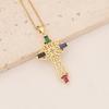 Joia 2023 Nova Pingente Cruz Micro-Incustado em Cobre Colar Banhado a Ouro 18K Corrente de Clavícula Fashionável N028