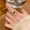Nuevo Anillo de Dedo Índice Elástico con Cuentas de Pony Moneda de Oro Estilo Chino Lujo Accesible para Mujer Diseño de Nicho Anillo Abierto