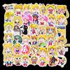 50 Peças de Adesivos à Prova d'Água de Menina de Anime Desenho Animado Não Repetitivos para Skate, Mala, Laptop com Elementos da Moda