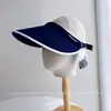Chapéu Aberto Fashion e Versátil com Bordas Contrastantes para Mulheres, Chapéu de Sol Protetor UV para Uso Externo no Verão, Chapéu de Sol para Férias e Deslocamento