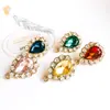 Accesorios de joyería DIY al por mayor, pendientes de botón de diamante y gema de cristal en forma de lágrima, pendientes y accesorios versátiles para mujer
