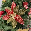 Manualidad de Flor de Navidad Flor Artificial Flor de Plástico Decoración Navideña Inserciones para Árbol de Navidad Venta Caliente Transfronteriza Cabezas de Flor de Navidad Personalizadas