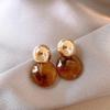 Aretes Redondos Manchados Maillard para Mujer Nuevo 2024 Explosivo Otoño e Invierno Joyería para las Orejas Lujo Ligero de Alta Gama Pendientes Elegantes
