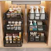 Estante de almacenamiento extraíble para gabinete de cocina, estante de capas, varios, cesta extraíble de almacenamiento para gabinete debajo del fregadero de doble capa