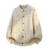 2026 Nuevo Suéter Chaqueta de Punto Retorcido de Cuello Redondo Estilo Casual Americano Minimalista Old Money Cárdigan de Punto para Hombre