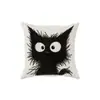 Funda de Almohada Minimalista Gato Blanco y Negro Más Vendida Transfronteriza para Decoración de Sofá del Hogar, Cojín de Coche y Oficina