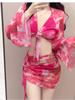 Conjunto de Bikini de Cuatro Piezas Yanbi Traje de Baño Bikini para Mujer, Nuevo Estilo Traje de Baño Adelgazante de Manga Larga para Mujer, Bolisi 7080
