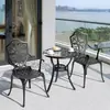 Conjunto de Mesa e Cadeiras de Alumínio Fundido para Varanda Três Peças Pátio Jardim Terraço Mesa e Cadeiras de Lazer Combinação Villa Hotel Mesa Mesa de Café