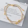 Nalan Plata S925 Exquisito y Sencillo Ins Nicho Doble Capa Diamante Ojo de Gato Pulsera de Cuentas Ajustable por Tirador S8178