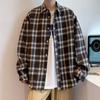 Outono ins Harajuku Estilo Manga Comprida Camisa Xadrez Masculino Estudante Coreano Solto Moda Casal Camisa Jaqueta Masculino T
