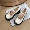 Zapatos de tacón alto negros estilo francés con punta redonda, lazo y tacón grueso para mujer, nuevo modelo de verano 2026, zapatos Mary Jane que aumentan la altura para mujeres menudas