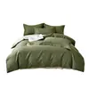 Conjunto de cama jacquard de alta qualidade com quatro peças, 100% algodão, capa de edredom de algodão puro escovado, adequada para todas as estações, capa de edredom e lençol