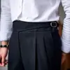 Pantalones casuales rectos de cintura media-alta para hombre, estilo retro británico, combinables, primavera y otoño de 2024